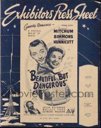 7y579 SHE COULDN'T SAY NO Australian pressbook '54 Mitchum, Jean Simmons, Beautiful But Dangerous