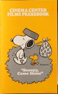 7y928 SNOOPY COME HOME pressbook '72 Peanuts, Charlie Brown, Schulz art of Snoopy & Woodstock!