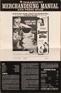 7y945 SUMMER & SMOKE pressbook '61 Laurence Harvey & Geraldine Page, by Tennessee Williams!