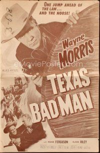 7y958 TEXAS BAD MAN pressbook '53 Wayne Morris is one jump ahead of the law & the noose!