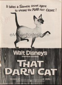 7y959 THAT DARN CAT pressbook R70s Hayley Mills & great art of Disney Siamese feline!