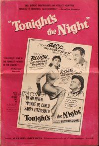 7y964 TONIGHT'S THE NIGHT pressbook '54 David Niven, sexy Yvonne De Carlo, Barry Fitzgerald