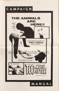 7y965 TOO MUCH TOO OFTEN pressbook '68 Doris Wishman, it's a crazy DIRTY WORLD they live in!
