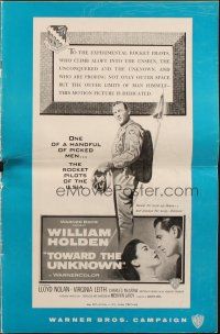 7y969 TOWARD THE UNKNOWN pressbook '56 William Holden & Virginia Leith in sci-fi space travel!