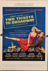 7y976 TWO TICKETS TO BROADWAY pressbook '51 Janet Leigh, Tony Martin, DeHaven, Howard Hughes