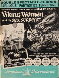 7y983 VIKING WOMEN & SEA SERPENT/ASTOUNDING SHE MONSTER pressbook '58 AIP, notorious beauties!