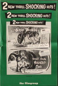 7y987 WASP WOMAN/BEAST FROM HAUNTED CAVE pressbook '59 fantastic horror/sci-fi double bill!
