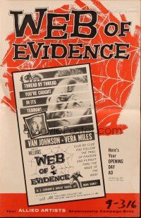 7y989 WEB OF EVIDENCE pressbook '59 A.J. Cronin's Beyond This Place, Van Johnson & Vera Miles!