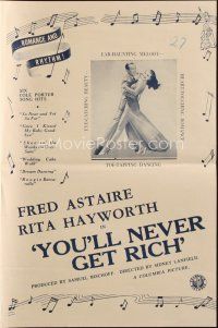 7y583 YOU'LL NEVER GET RICH Australian pressbook '41 Fred Astaire & sexy Rita Hayworth, different!