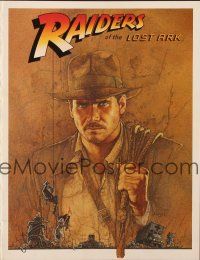 7y428 RAIDERS OF THE LOST ARK promo brochure '81 art of adventurer Harrison Ford by Richard Amsel!