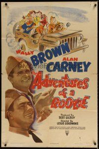 7z016 ADVENTURES OF A ROOKIE style A 1sh '43 Wally Brown, Alan Carney, Margaret Landry, cool art!
