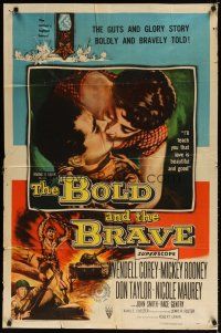 7z090 BOLD & THE BRAVE 1sh '56 the guts & glory story boldly and bravely told, love is beautiful!
