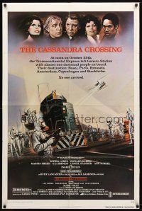 7z122 CASSANDRA CROSSING 1sh '77 Sophia Loren, Richard Harris, cool quarantined train artwork!