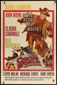 7z135 CIRCUS WORLD 1sh '65 Claudia Cardinale, John Wayne at his toughest!