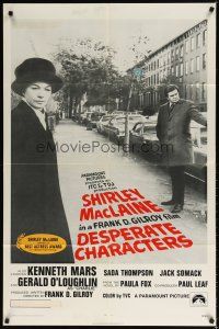 7z171 DESPERATE CHARACTERS 1sh '71 close-up of Shirley MacLaine & Kenneth Mars on street!