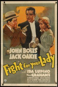 7z242 FIGHT FOR YOUR LADY 1sh '37 artwork of John Boles with Jack Oakie scolding Ida Lupino!