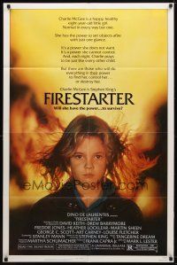 7z244 FIRESTARTER 1sh '84 close up of creepy eight year-old Drew Barrymore, sci-fi!