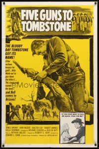7z248 FIVE GUNS TO TOMBSTONE 1sh '61 killer outlaws hungry for gold in Arizona!