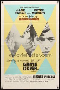 7z279 GAME IS OVER 1sh '67 Roger Vadim's La Curee, Jane Fonda, Peter McEnery, cool design!