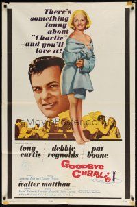 7z309 GOODBYE CHARLIE 1sh '64 Tony Curtis, sexy barely-dressed Debbie Reynolds, Pat Boone!