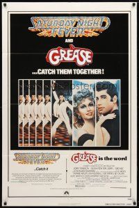7z315 GREASE/SATURDAY NIGHT FEVER 1sh '79 John Travolta dancing & with Olivia Newton-John!