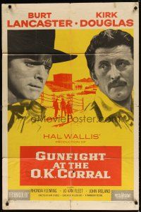 7z329 GUNFIGHT AT THE O.K. CORRAL 1sh '57 Burt Lancaster, Kirk Douglas, directed by John Sturges!