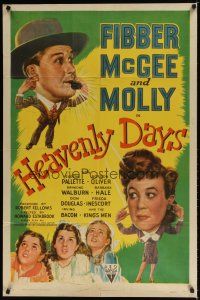 7z341 HEAVENLY DAYS style A 1sh '44 artwork of your top radio comics Fibber McGee & Molly!