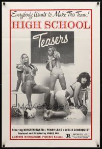 7z351 HIGH SCHOOL TEASERS 1sh '81 sexy cheerleaders in football pads & little else!