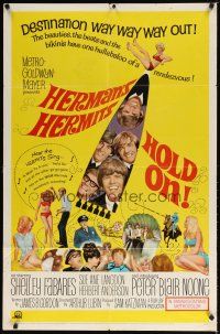 7z355 HOLD ON 1sh '66 rock & roll, great full-length image of Herman's Hermits performing!