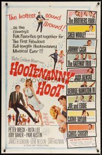 7z361 HOOTENANNY HOOT 1sh '63 Johnny Cash and a ton of top country music stars!