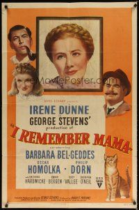 7z378 I REMEMBER MAMA 1sh '48 Irene Dunne, Barbara Bel Geddes, directed by George Stevens!