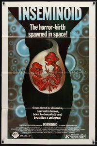 7z385 INSEMINOID 1sh '82 really wild sci-fi horror-birth space spawn image!