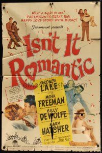 7z396 ISN'T IT ROMANTIC style A 1sh '48 Veronica Lake, great big happy love-story-with-music!