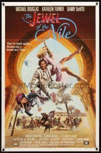 7z403 JEWEL OF THE NILE 1sh '85 great art of Michael Douglas, Kathleen Turner & Danny DeVito!