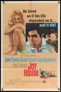 7z407 JOY HOUSE 1sh '64 Rene Clement's Les Felins, art of super sexy Jane Fonda, Alain Delon!