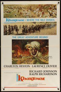 7z412 KHARTOUM style B 1sh '66 art of Charlton Heston & Laurence Olivier, adventure!
