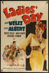 7z427 LADIES' DAY style A 1sh '43 art of sexy Lupe Velez, plus baseball player Eddie Albert!
