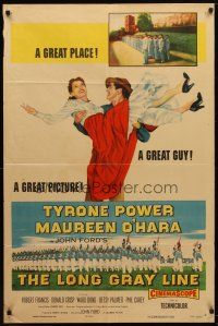 7z450 LONG GRAY LINE 1sh '54 art of Tyrone Power carrying Maureen O'Hara, plus West Point cadets!