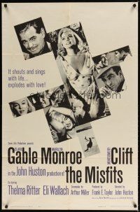 7z002 MISFITS 1sh '61 John Huston directed, Clark Gable, sexy Marilyn Monroe, Montgomery Clift!