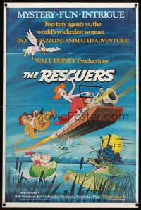 7z664 RESCUERS 1sh '77 Disney mouse mystery adventure cartoon from the depths of Devil's Bayou!