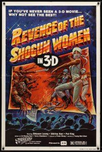 7z666 REVENGE OF THE SHOGUN WOMEN 1sh '82 cool 3-D artwork of female ninjas on theater screen!