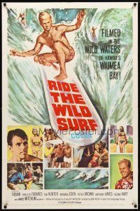 7z669 RIDE THE WILD SURF 1sh '64 Fabian, ultimate poster for surfers to display on their wall!