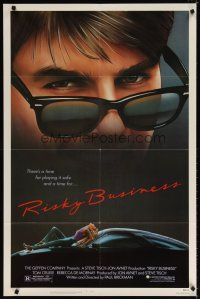 7z672 RISKY BUSINESS 1sh '83 classic close up artwork image of Tom Cruise in cool shades!