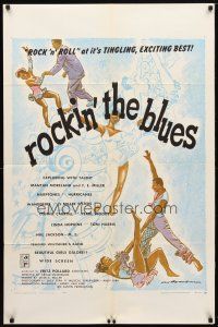 7z682 ROCKIN' THE BLUES 1sh '56 Hal Jackson, Mantan Moreland, Connie Caroll, rock 'n' roll!