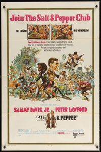 7z696 SALT & PEPPER 1sh '68 great artwork of Sammy Davis & Peter Lawford by Jack Davis!