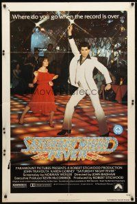 7z700 SATURDAY NIGHT FEVER 1sh '77 best image of disco dancer John Travolta & Karen Lynn Gorney!