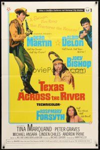 7z848 TEXAS ACROSS THE RIVER 1sh '66 cowboy Dean Martin, Alain Delon & Indian Joey Bishop!