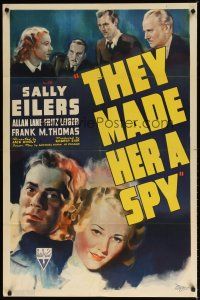 7z860 THEY MADE HER A SPY 1sh '39 artwork of Sally Eilers, Allan Lane, Fritz Leiber!