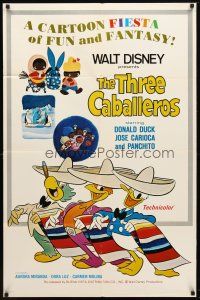 7z871 THREE CABALLEROS 1sh R77 Disney, cartoon art of Donald Duck, Panchito & Joe Carioca!
