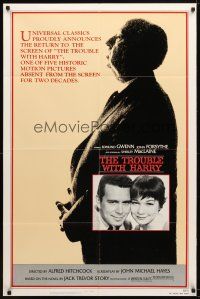 7z897 TROUBLE WITH HARRY 1sh R83 profile of Alfred Hitchcock, Edmund Gwenn, Shirley MacLaine!